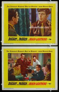 4g124 CHAIN LIGHTNING 2 movie lobby cards '49 close-up of pilot Humphrey Bogart!