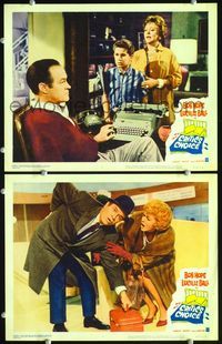 4g156 CRITIC'S CHOICE 2 movie lobby cards '63 wacky Bob Hope at typewriter & down in the back!