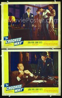 4g159 CROOKED WAY 2 movie lobby cards '49 John Payne has a date w/death, cool film noir images!