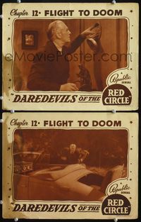 4g170 DAREDEVILS OF THE RED CIRCLE 2 chap 12 movie lobby cards '39 serial, Flight to Doom!