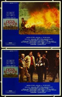 4g176 DEER HUNTER 2 lobby cards '78 image of Robert De Niro w/flamethrower, Michael Cimino directed!
