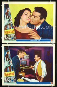 4g178 DEPORTED 2 movie lobby cards '50 romantic close-up of Jeff Chandler, Marta Toren!