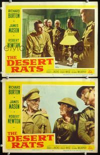4g179 DESERT RATS 2 movie lobby cards '53 Richard Burton, James Mason, WWII!