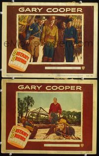 4g188 DISTANT DRUMS 2 movie lobby cards R56 Gary Cooper in the Florida Everglades!