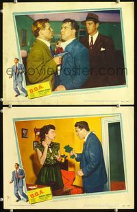 4g163 D.O.A. 2 movie lobby cards '50 Edmond O'Brien, Beverly Garland, classic film noir!