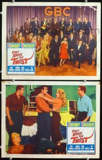 4g190 DON'T KNOCK THE TWIST 2 movie lobby cards '62 image of dancing Chubby Checker, rock & roll!