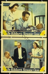 4g197 DR. KILDARE'S STRANGE CASE 2 movie lobby cards '40 cool image of Lew Ayres in the title role!