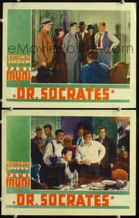 4g194 DR SOCRATES 2 movie lobby cards '35 Paul Muni in the title role, Barton MacLane