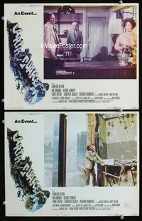 4g204 EARTHQUAKE 2 movie lobby cards '74 Charlton Heston in rubble of building, Ava Gardner!