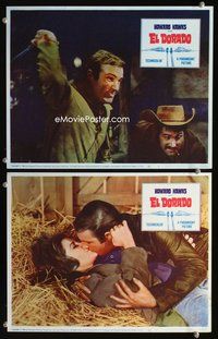 4g209 EL DORADO 2 movie lobby cards '66 the big one with the big two, fighting & rolling in the hay!