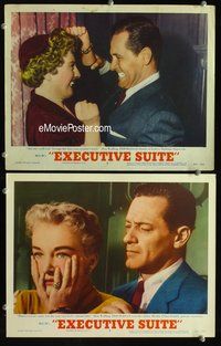 4g214 EXECUTIVE SUITE 2 movie lobby cards '54 William Holden, Barbara Stanwyck & pretty Nina Foch!