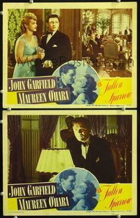 4g219 FALLEN SPARROW 2 movie lobby cards '43 John Garfield & sexy Martha O'Driscoll!