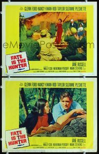 4g226 FATE IS THE HUNTER 2 movie lobby cards '64 Jane Russell, Nancy Kwan, Rod Taylor!