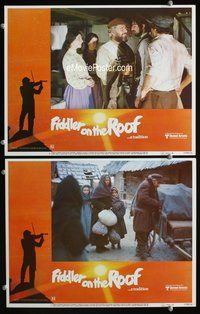 4g230 FIDDLER ON THE ROOF 2 movie lobby cards R79 Topol, Molly Picon, Norman Jewison directed!