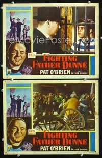 4g233 FIGHTING FATHER DUNNE 2 movie lobby cards '48 Pat O'Brien as fighting priest!