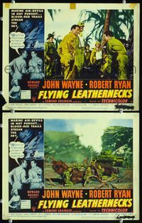 4g251 FLYING LEATHERNECKS 2 LCs '51 border art of pilots John Wayne & Robert Ryan, Howard Hughes!