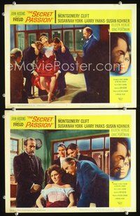 4g264 FREUD 2 movie lobby cards '63 Montgomery Clift as Sigmund Freud, The Secret Passion!