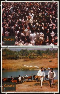 4g270 GANDHI 2 movie lobby cards '82 Ben Kingsley as The Mahatma, directed by Richard Attenborough!