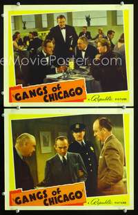 4g271 GANGS OF CHICAGO 2 movie lobby cards '40 Lloyd Nolan, Barton MacLane, mafia!