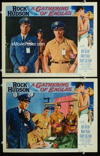4g272 GATHERING OF EAGLES 2 movie lobby cards '63 Rock Hudson, Rod Taylor!
