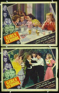 4g280 GIRLS' SCHOOL 2 movie lobby cards '38 pretty Anne Shirley watches gossips, fights!