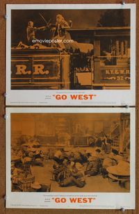 4g283 GO WEST 2 movie lobby cards R62 Groucho, Chico, Harpo Marx, duel of the oil cans!