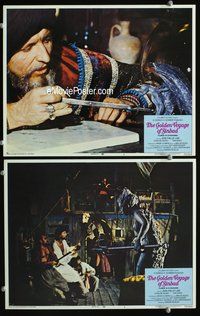 4g284 GOLDEN VOYAGE OF SINBAD 2 movie lobby cards '73 Ray Harryhausen, fantasy images!