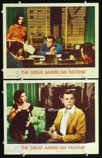 4g287 GREAT AMERICAN PASTIME 2 movie lobby cards '56 Tom Ewell, Ann Miller!