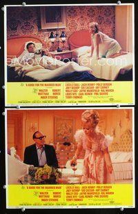 4g293 GUIDE FOR THE MARRIED MAN 2 movie lobby cards '67 Walter Matthau in bed, sexy Inger Stevens!