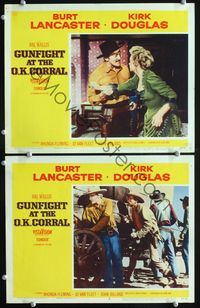 4g295 GUNFIGHT AT THE O.K. CORRAL 2 lobby cards '57 Burt Lancaster, Kirk Douglas, Dennis Hopper!