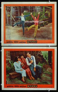 4g299 GYPSY 2 movie lobby cards '62 Rosalind Russell, pretty Natalie Wood, Karl Malden!