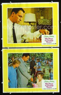 4g306 HEART IS A LONELY HUNTER 2 movie lobby cards '68 close-up of Alan Arkin playing chess!