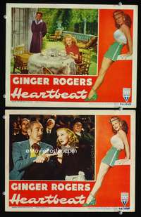 4g308 HEARTBEAT 2 movie lobby cards '46 great images of sexy Ginger Rogers, Adolphe Menjou!