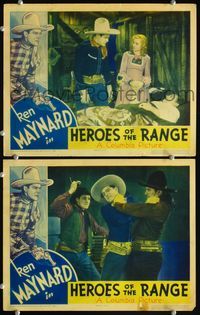 4g317 HEROES OF THE RANGE 2 LCs '36 border art & image of Ken Maynard in huge hat, June Gale!
