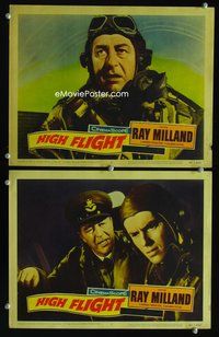 4g320 HIGH FLIGHT 2 movie lobby cards '57 cool images of pilot Ray Milland, Anthony Newley!