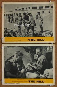 4g324 HILL 2 movie lobby cards '65 Sidney Lumet directed, tortured soldier Sean Connery!