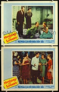 4g325 HOLIDAY FOR LOVERS 2 movie lobby cards '59 Clifton Webb, Jane Wyman, Gary Crosby!