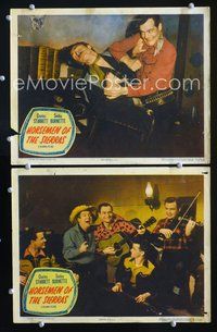 4g332 HORSEMEN OF THE SIERRAS 2 movie lobby cards '49 Charles Starrett, Smiley Burnette singing!