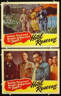 4g334 HOTEL RESERVE 2 lobby cards '44 Eric Ambler, Holiday playground becomes background for DEATH!