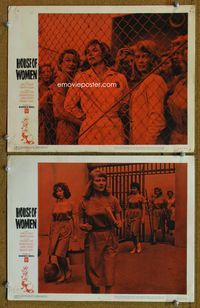 4g336 HOUSE OF WOMEN 2 movie lobby cards '62 Shirley Knight is a wild female convict!