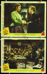 4g346 HUMAN COMEDY 2 movie lobby cards '43 cool image of Mickey Rooney breaking bad news!