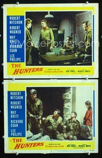 4g349 HUNTERS 2 movie lobby cards '58 cool images of Robert Mitchum, Robert Wagner!