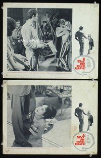 4g352 I SPIT ON YOUR GRAVE 2 movie lobby cards '63 interracial love, Christian Marquand!