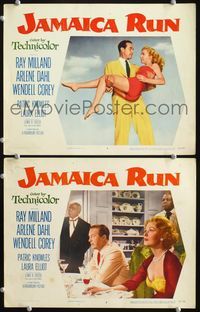 4g374 JAMAICA RUN 2 movie lobby cards '53 Ray Milland, sexy Arlene Dahl, Lewis R. Foster directed!