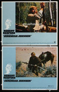 4g378 JEREMIAH JOHNSON 2 lobby cards '72 Robert Redford as mountain man, Sydney Pollack directed!