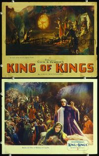 4g397 KING OF KINGS 2 lobby cards '27 Cecil B. DeMille epic, Dorothy Cumming, divinely lighted tomb!