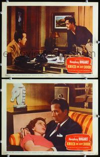 4g408 KNOCK ON ANY DOOR 2 movie lobby cards R59 Humphrey Bogart, John Derek, Nicholas Ray directed!