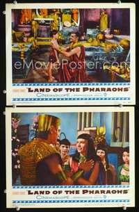 4g418 LAND OF THE PHARAOHS 2 movie lobby cards '55 Jack Hawkins as Pharaoh, Howard Hawks directed!