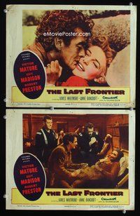 4g424 LAST FRONTIER 2 movie lobby cards '55 pioneer Victor Mature, Guy Madison, Anne Bancroft!