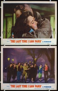 4g429 LAST TIME I SAW PARIS 2 LCs '54 Elizabeth Taylor & Van Johnson embrace, city is wild w/victory